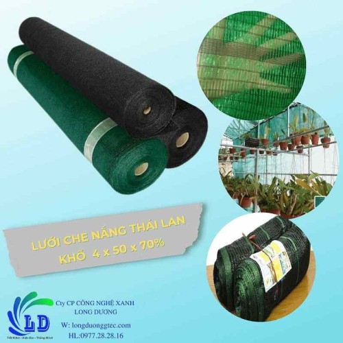 Lưới Che Nắng Thái Lan Đen 4x50x70% Cắt Nắng